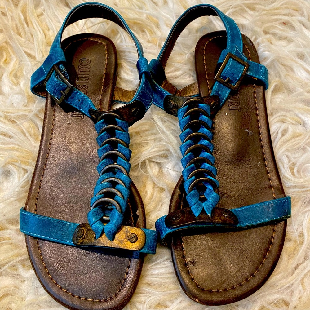 Blue flat sandals